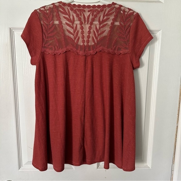 Juniors Jolt Flowy Crochet Sleeves Top Size Medium - Picture 5 of 6